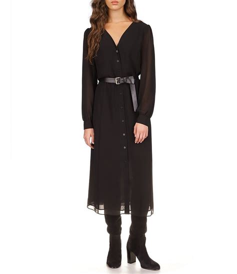 michael kors long sleeve zippered dress|Michael Kors georgette dress.